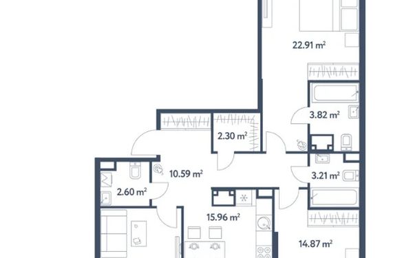 Квартира, 87.8 м²