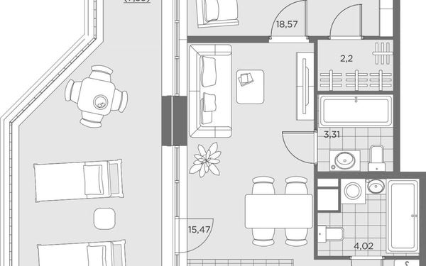 Квартира, 63.19 м²