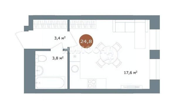 Квартира, 25.0 м²