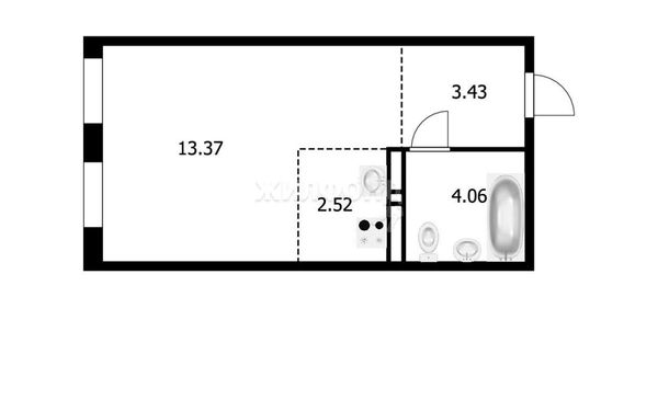 Квартира, 23.0 м²
