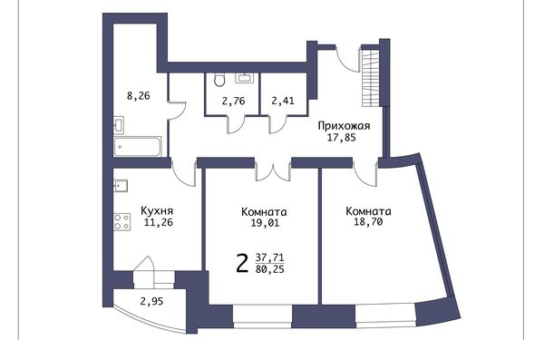 Квартира, 80.25 м²