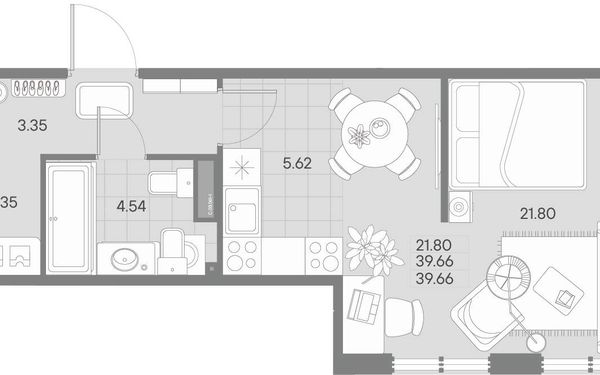 Квартира, 39.66 м²