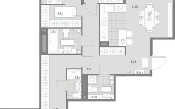 Квартира, 106.96 м²