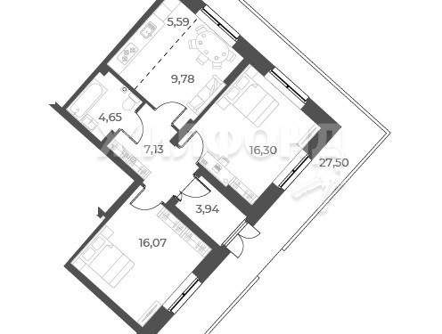 Квартира, 64.0 м²